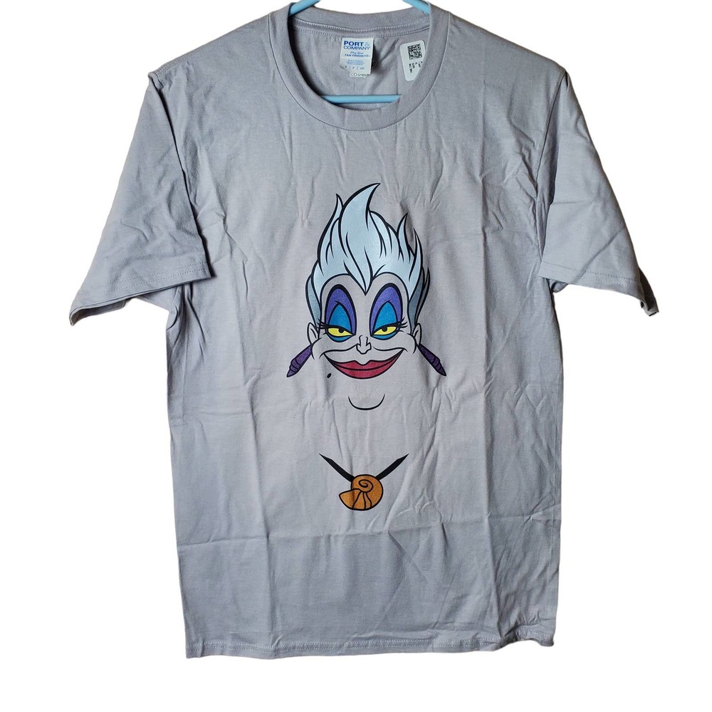 Port & Company Little Mermaid Ursula Gray Tee Shirt Women's S 100% Cotton